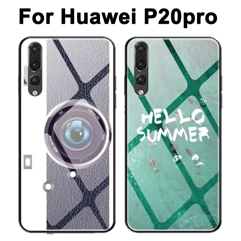 Tempered Glass Painted Cases For Huawei P20pro Case Back Cover P20 pro CLT-AL01 Protective Shell |