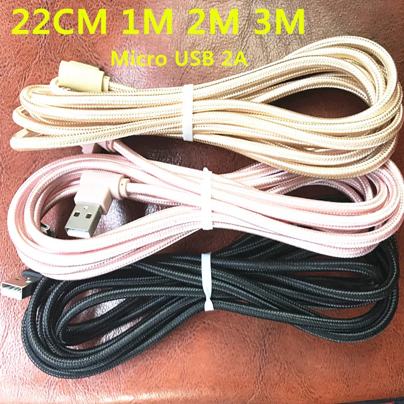 

Nylon Braided Right Angle Micro USB 2A Charging For Android micro usb cable at 90 degree angle Quick Charged For Samsung xiaomi
