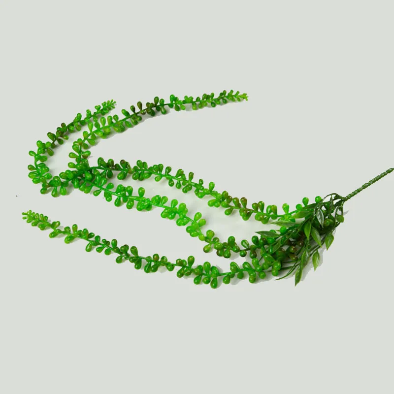 Искусственное растение любовник слезы суккуленты жемчуг мясистые лоза цветок висит ротанга стены садовый декор растения Цветок 70 см - Цвет: Green