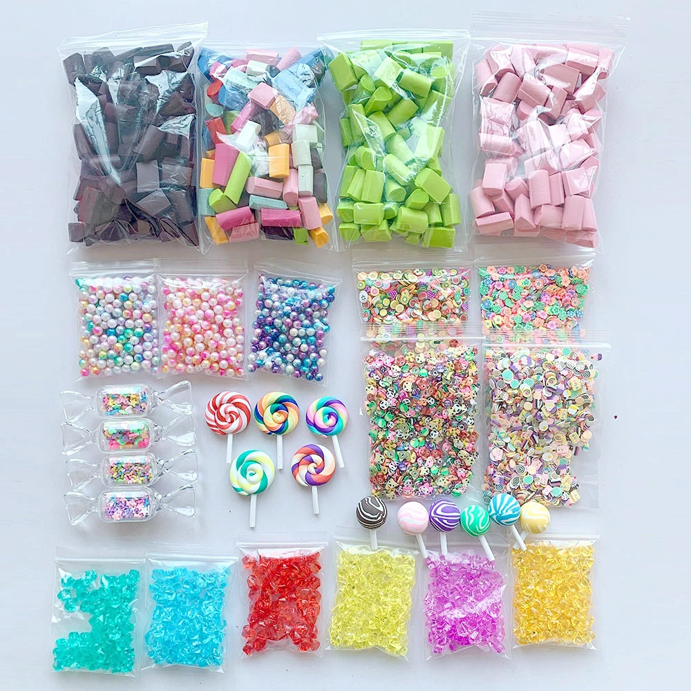 

32PCS DIY Slime Kit Clay Decoration Craft Sponge Strip Foam Beads Kid Christmas Gifts Slime Filler Accessories toy for children