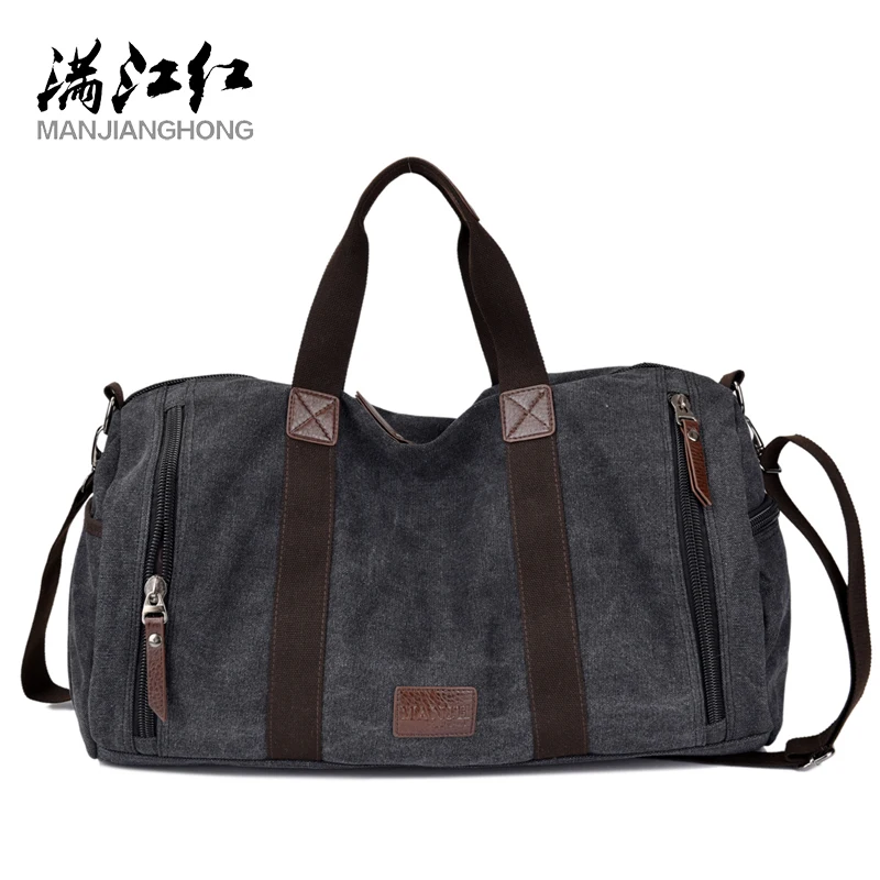 MANJIANGHONG Large Capacity Canvas Men's Bag Leisure Retro Men Travel ...