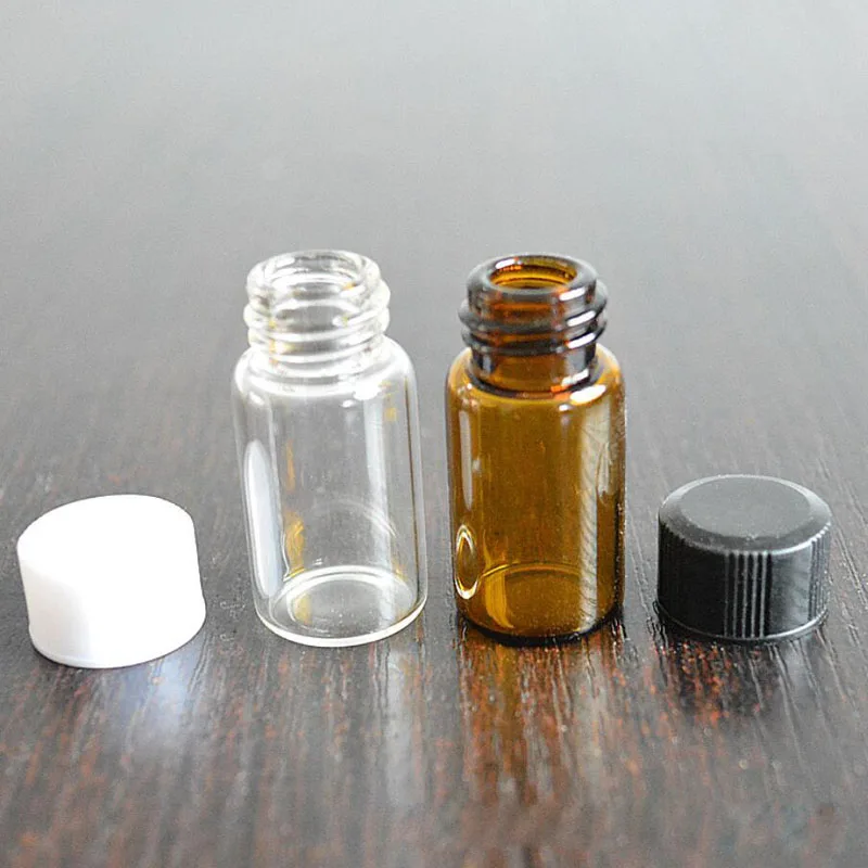 

50Pcs 3ml/5ml Glass Clear Amber Small Medicine Bottles brown Sample Vials Laboratory Powder Reagent bottle Containers Screw Lids