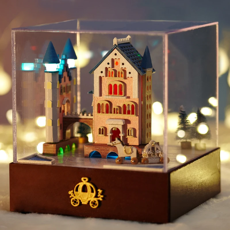 

Assembled model House Set with Furniture Miniature 3D Wooden Dollhouse LED Handmade Toys For Children T022#