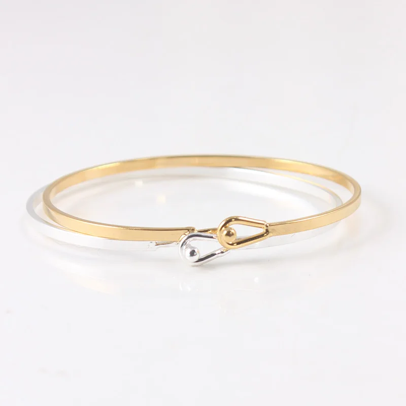 

2018 Elegent Trendy 2 Color Designs Women Wrist Bangle Bracelets&Bangles Plain Copper Bracelet With Clasp