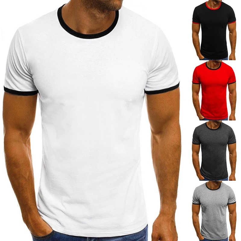 

2019 men's fashion slim bulk special new fashion casual round neck plain short sleeve T-shirt