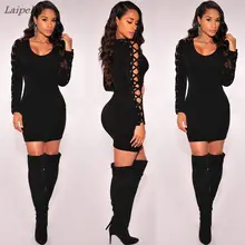 Bodycon Pencil dresses for women Slim Women Bandage Dress Tie Up Sleeve Party Pencil Dress beautiful women dress drop shipping exaggerate bell sleeve pencil dress