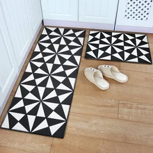 RAYUAN фланелевые черно-белые геометрические Коврики для кухни дверной коврик длинные ковры Противоскользящий входной коврик мульти размер