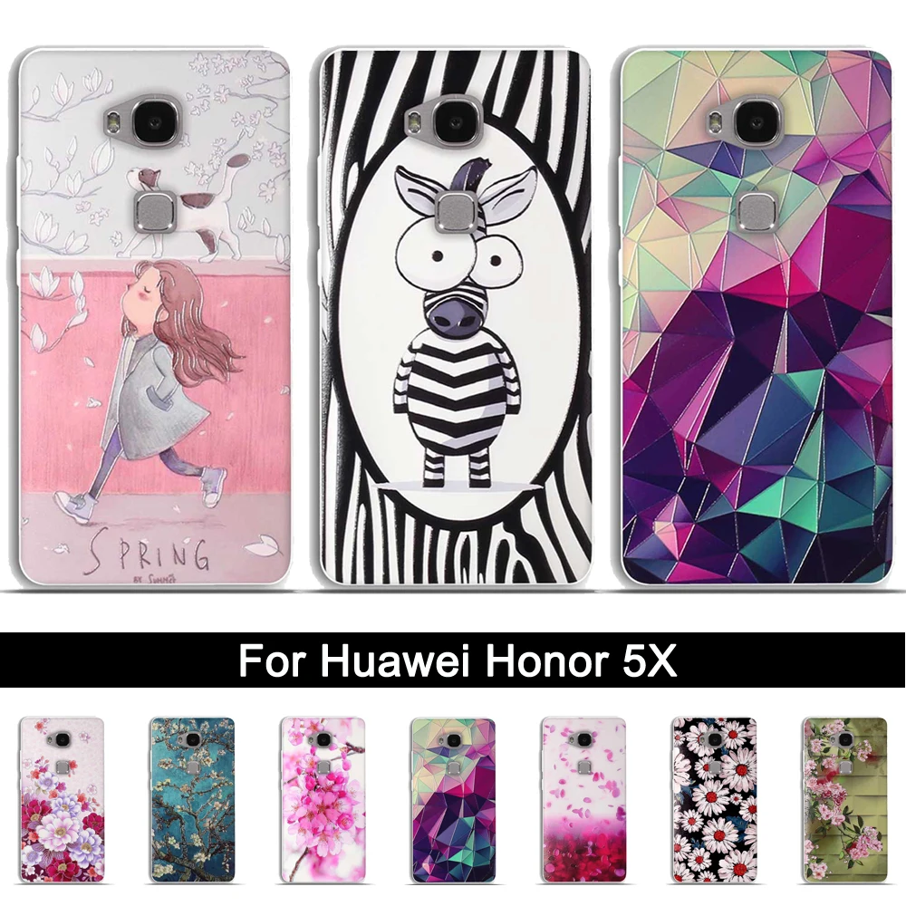 

Phone Case For Huawei Honor 5X 5 X TPU 3D Relief Print Cover Case for Huawei Honor 5x X5 GR5 KIW-L21 Soft Silicone Shells Bags