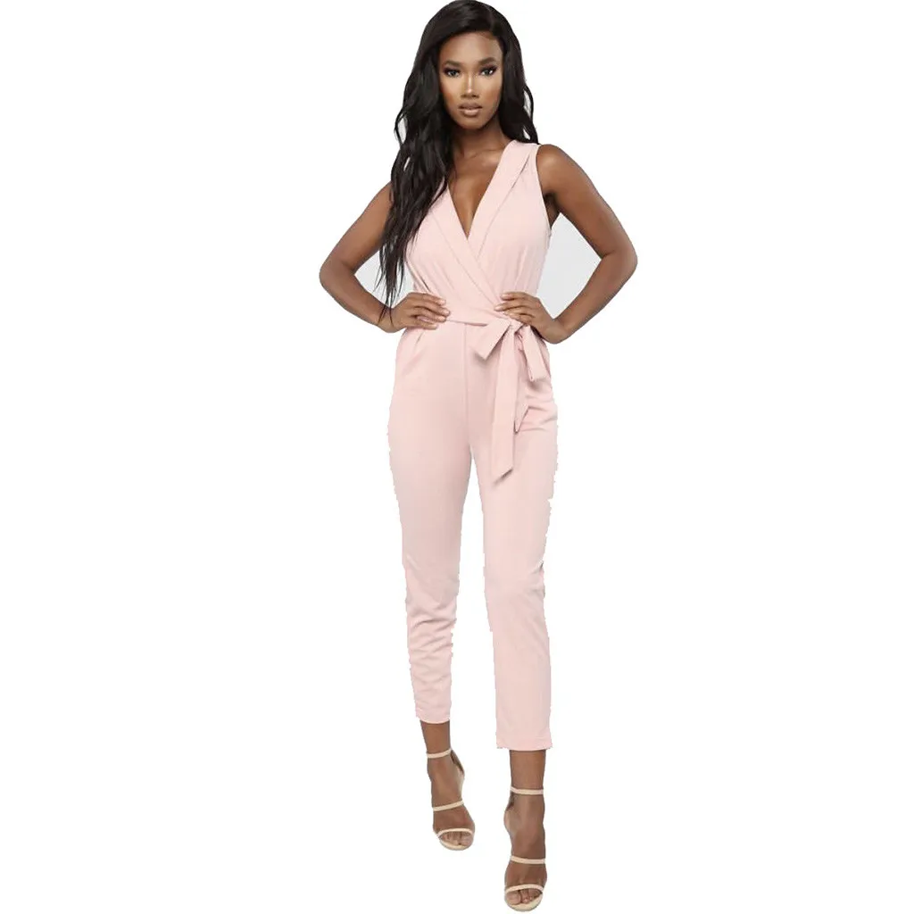 

2019 Spring Modern Lady Solid Color Side Spliced High Waist Skinny Long Jumpsuits Soft Elegant Slim Fit Bodycon Jumpsuit