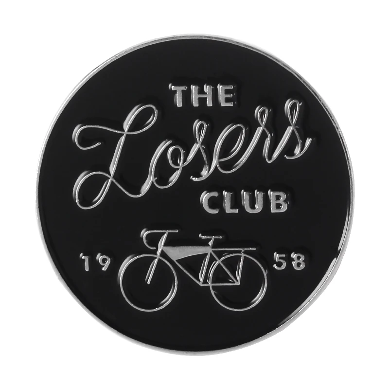 

We All Float Down Here Loser Club Stephen King Pennywise Black Round Enamel Badge Lapel Pin Brooches For Backpack Accessories