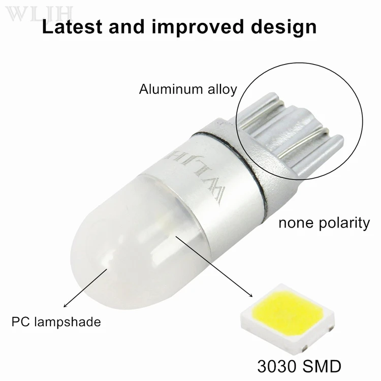 WLJH 10x T10 W5W светодиодный ламповый светильник 3030 SMD автомобильный купол для салона автомобиля парковочные огни номерного знака лампы без полярности универсальные