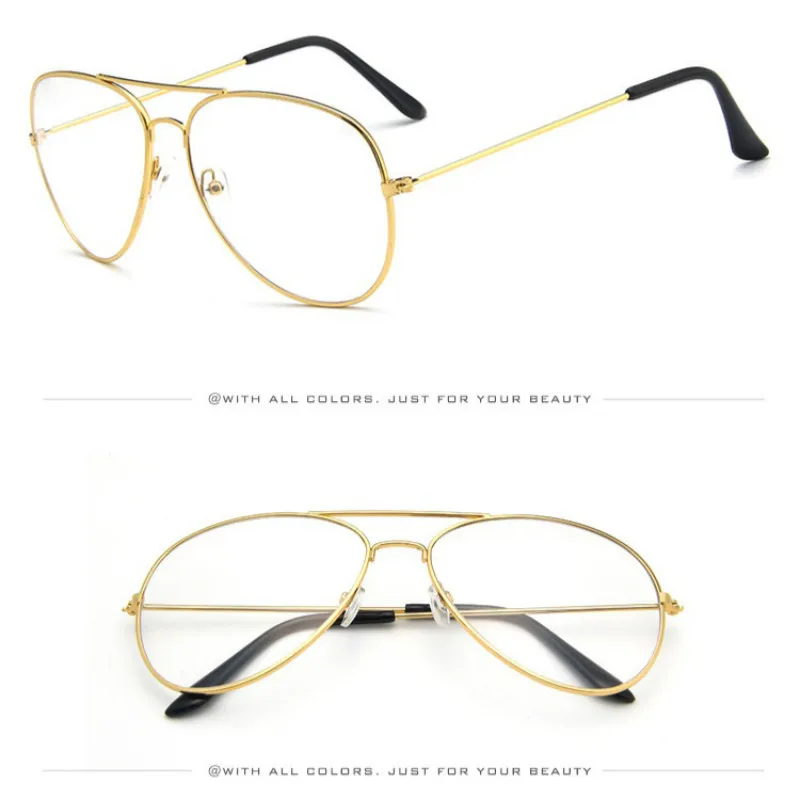 Hot Classic Clear Glasses Gold Frame Vintage Sunglass Women Men Optical Aviation Eyeglasses Transparent Clear Oculos De Grau