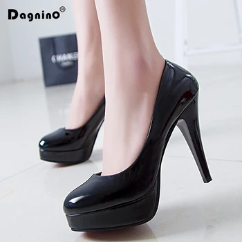

DAGNINO New Women Sexy High Heels Leather Female Single Shallow Mouth Thin Heel Work Black Red Bottom Pumps Bridal Wedding Shoes