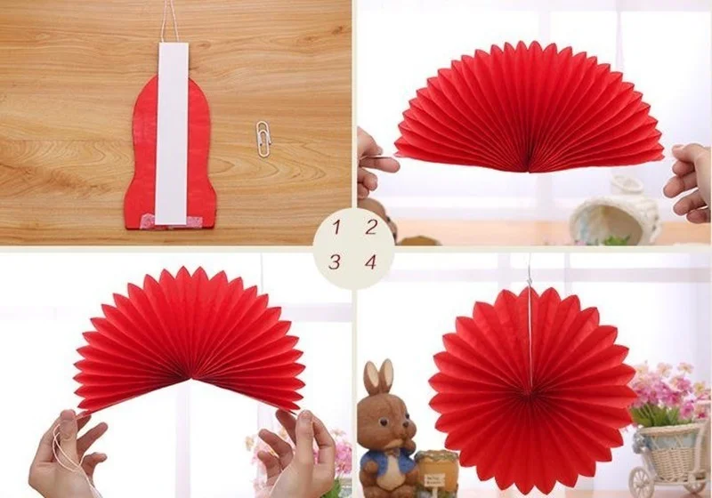 Decorative Wedding Party Paper Crafts 4''-12'' Paper Fans DIY Hanging Tissue Paper Flower for Wedding Birthday Party Festival