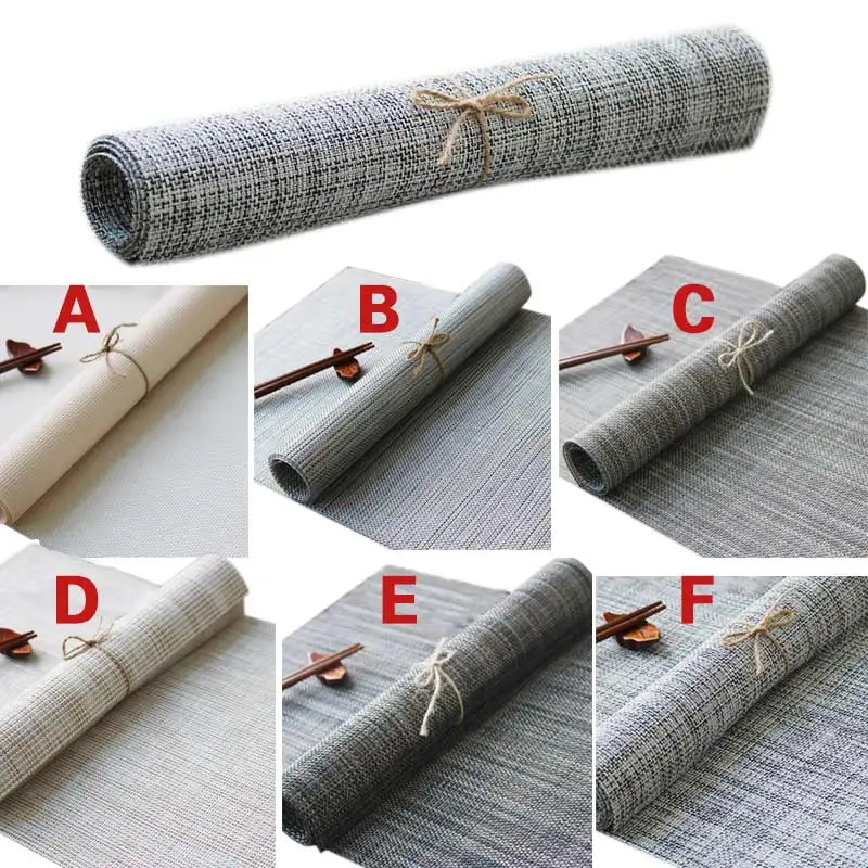 45X30CM Table Mat PVC Rectangular Non-Slip Heat Insulation Antifouling Braided Placemat Kitchen Restaurant Bowl Plate Cup Pad