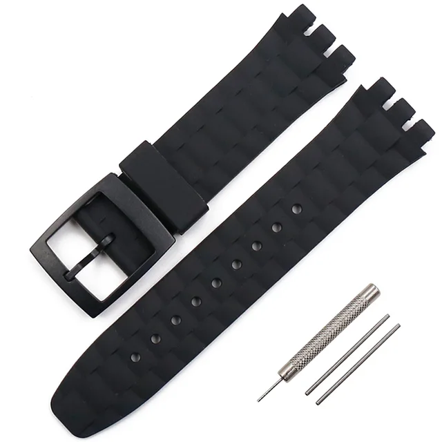 Watch accessories silicone strap men suitable for Swatch rubber strap female beach spree suuk400suuw100 bracelet 21mm watch band black