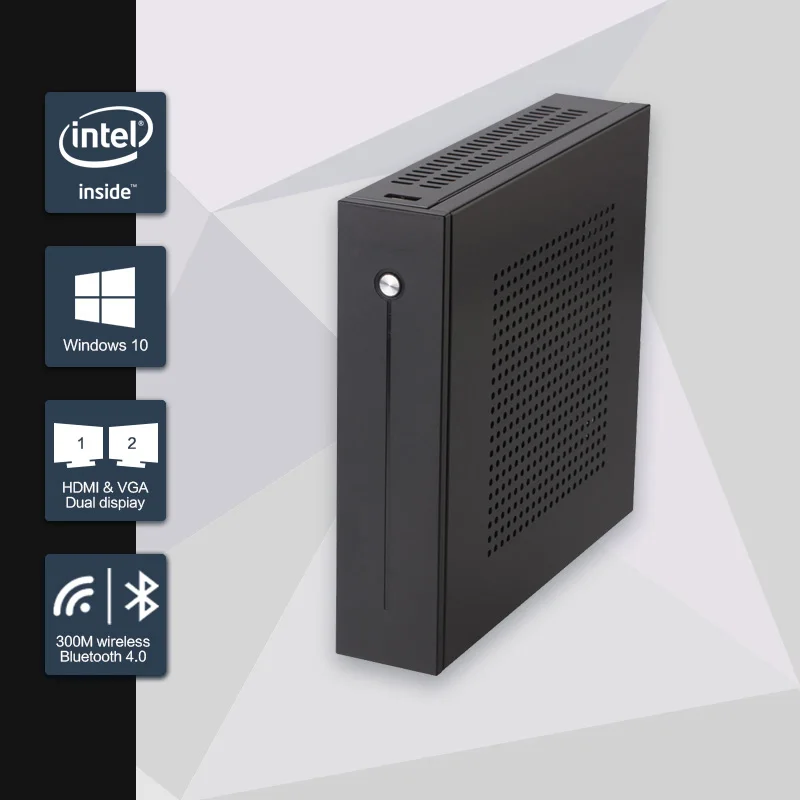  Celeron J1900 Mini PC Quad Core Fanless Mini PC with VGA HDMI Dual LAN 2 LAN  Port 2 COM support Window 10/Win 7/Linux/Ubuntu 