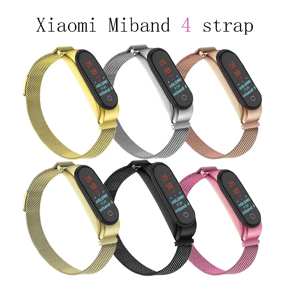 

Wrist Strap for Xiaomi Mi Band 4 2019 Newest Magnetic metal band strap for Miband 4 Sport Smart Wearable Accessories Watch Strap