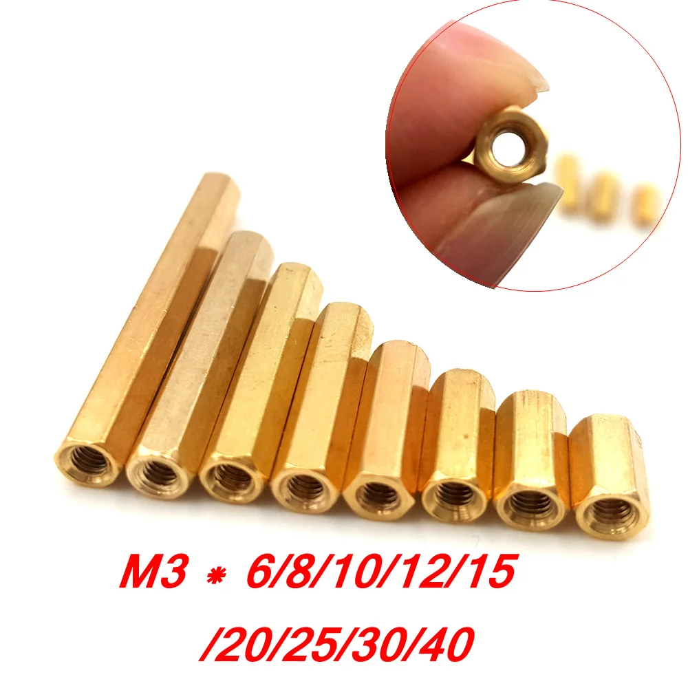 

10PCS M3 Female-Female Copper Pillar Nuts M3 6-40MM Hexagonal Stud Spacer Hollow Pillars for M3 Screw