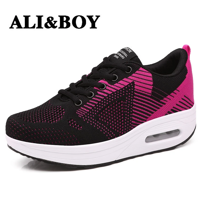 

ALIBOY Slimming Mother shoes woman on platform sneaker wedges swing toning fitness sneakers women Outdoor walking shoes female