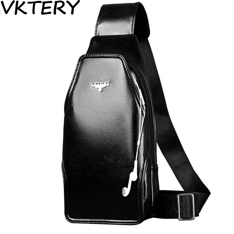 VKTERY Luxury Brand Men PU Leather Fashion Messenger Bag Mens Business