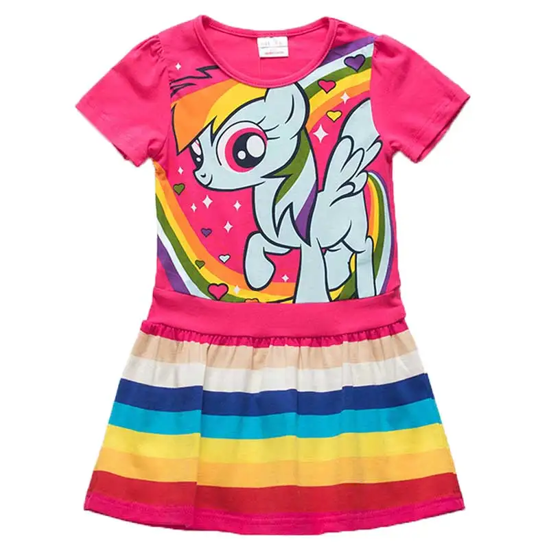 

New Baby Girls Dresses Girls Little Pony Dress Cartoon Princess Costume Kids Clothes For 3-8Y Summer Style Children's Clothing