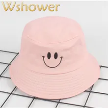 Панама с вышитым смайликом в стиле хип-хоп, унисекс, мультяшная хлопковая пляжная Рыбацкая Кепка, для улицы, весна-лето, Панама для женщин и мужчин, шляпа от солнца