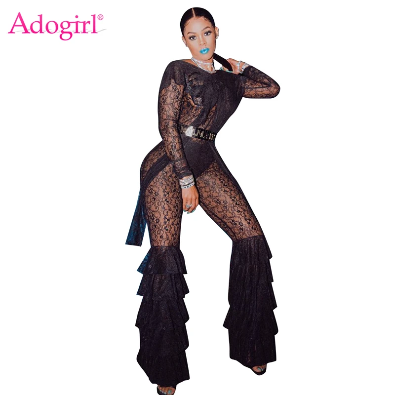 Многослойный модный кружевной комбинезон Adogirl с оборками женский круглым