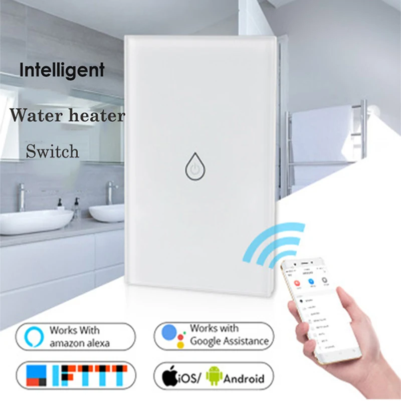 Wifi Smart Water Heater Switch Boiler Switch Alexa Google Home Voice US standard Touch Panel Timer Outdoor 4G App control