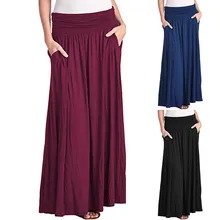Женская Повседневная юбка с высокой талией, свободная, большая, свободная, одноцветная, повседневная, летняя, богемский стиль, с карманами, Пляжная, длинная юбка макси, 6,26