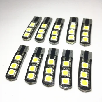 

100pcs Knife edge T10 LED W5W 6 SMD 5050 LED 194 168 Canbus Bright Double No Error Parking Width Lamps Car Interior Bulbs Light