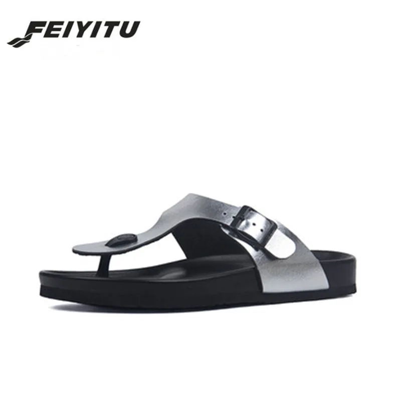 Сандалии FeiYiTu мужские без застежки повседневные пляжные тапочки шлепанцы