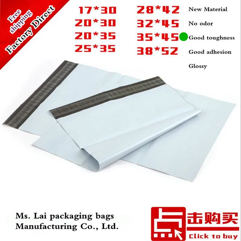 

Wholesale 100% new material 50pcs/lot 35X45CM Large White Poly Plastic Mailing Bag Courier Bag Plastic Packing Bag 350x450mm