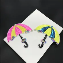 3 sztuk cekiny parasol aplikacja haftowana naszywka na ubrania naklejka materiałowa żelazko na łacie Craft szycia naprawy haftowane 13X13cm