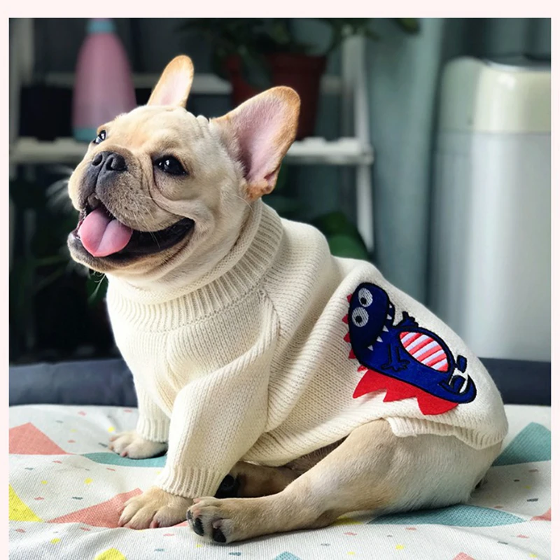 [MPK Одежда для собак] шикарный свитер с воротником под горло для собак свитер с динозавром для собак