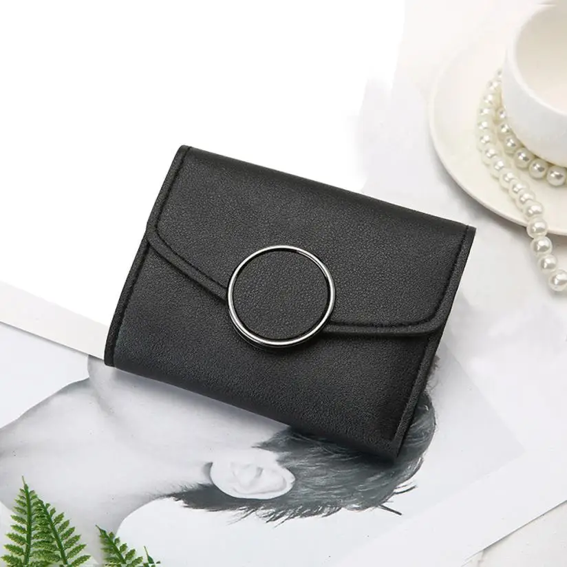 

MOLAVE wallets wallet female Solid card holder hasp Women's Fashion Simple Round Short Wallet Billfold Purse Jun8