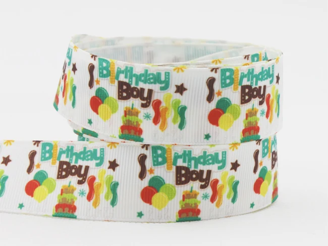 

[IuBuFiGo] New 1" Birthday ribbon for boy party decoration ribbons 50yard/lot X1768 Free shipping