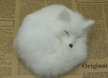 cute small white sleeping simulation fox toy beautiful fox doll resin&fur doll gift about 14x5cm cute resin bride and bridegroom toy doll