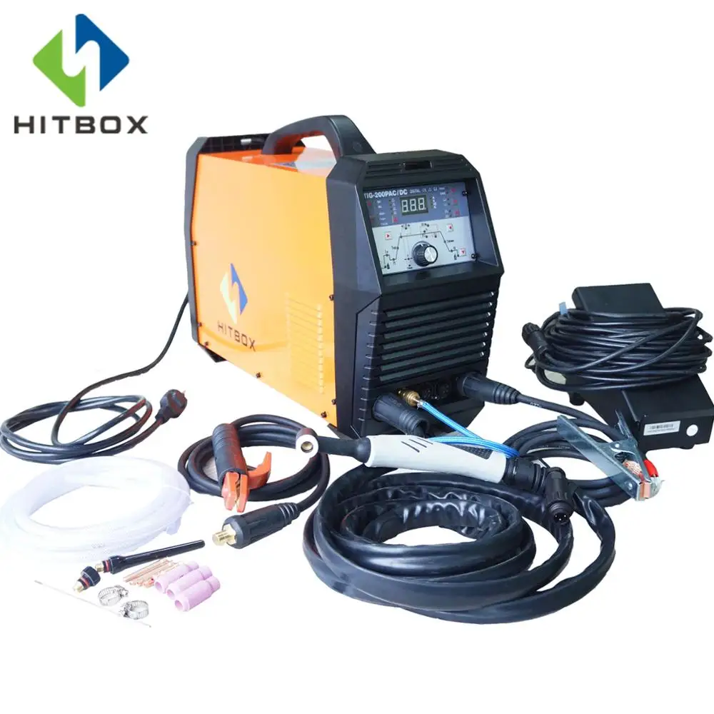 HITBOX Tig Pulse Tig сварщик с Стандартный аксессуары для продажи 220 В сварочный аппарат функциональные сварщик Tig200P