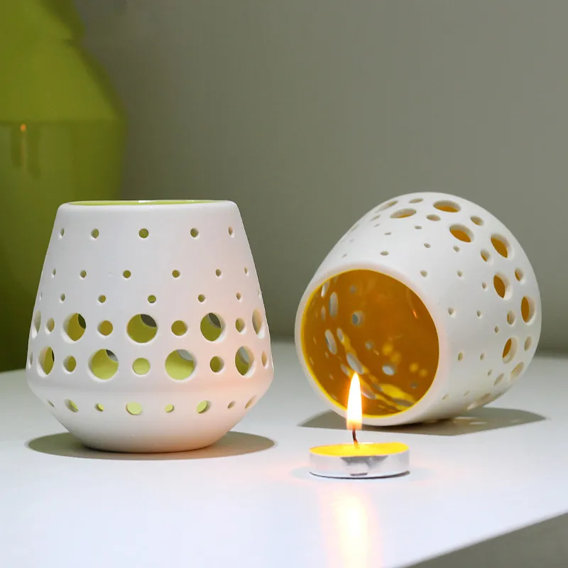 Outer Wall White Matt Finished Inner Color Glazed Modern Outer Wall White Matt Finished Inner Color Glazed Modern Ceramic Tealight Candle Holder Porcelain Candlestick Homes Decors In Holders From Home
