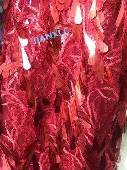 

5yards embroidery net lace fabric best quality David-121646 african newest tulle mesh lace with sequins