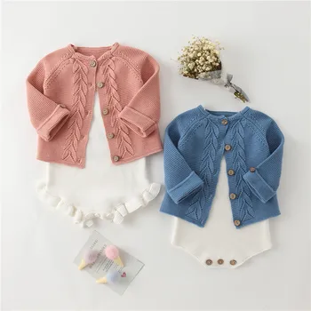 

Brand Baby Boys Clothes Knitted Newborn Knitting Cardigan+rompers 2pcs Suit Baby Clothes 100% Cotton Baby Cardigan for Boy Girls