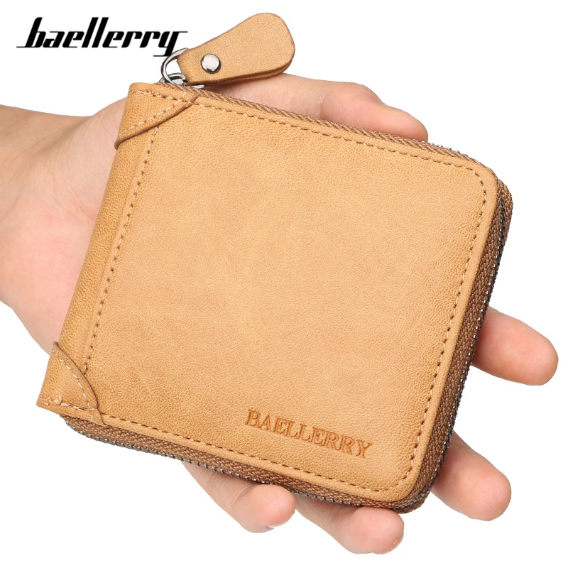 Повседневные стильные мужские кошельки Baellerry на молнии кредитница маленький