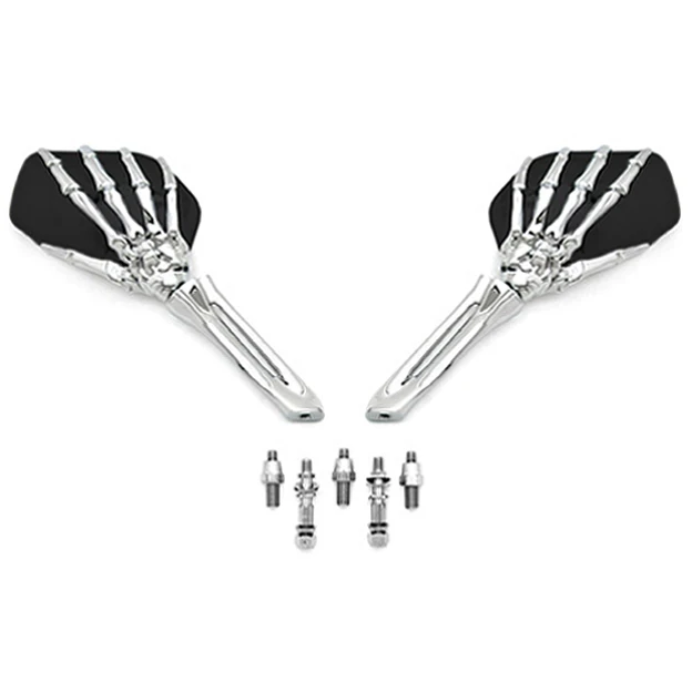 

Free Shipping Black/BlackChrome Skeleton Hand Motorcycle Mirrors For Harley Davidson Sport Tour Glide FXRT