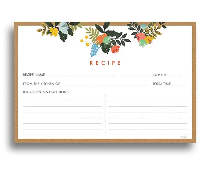 

30sheet 4x5.6 inches Floral Recipe Cards Double Sided Cards party decoration cardstock paper home kitchen decoration