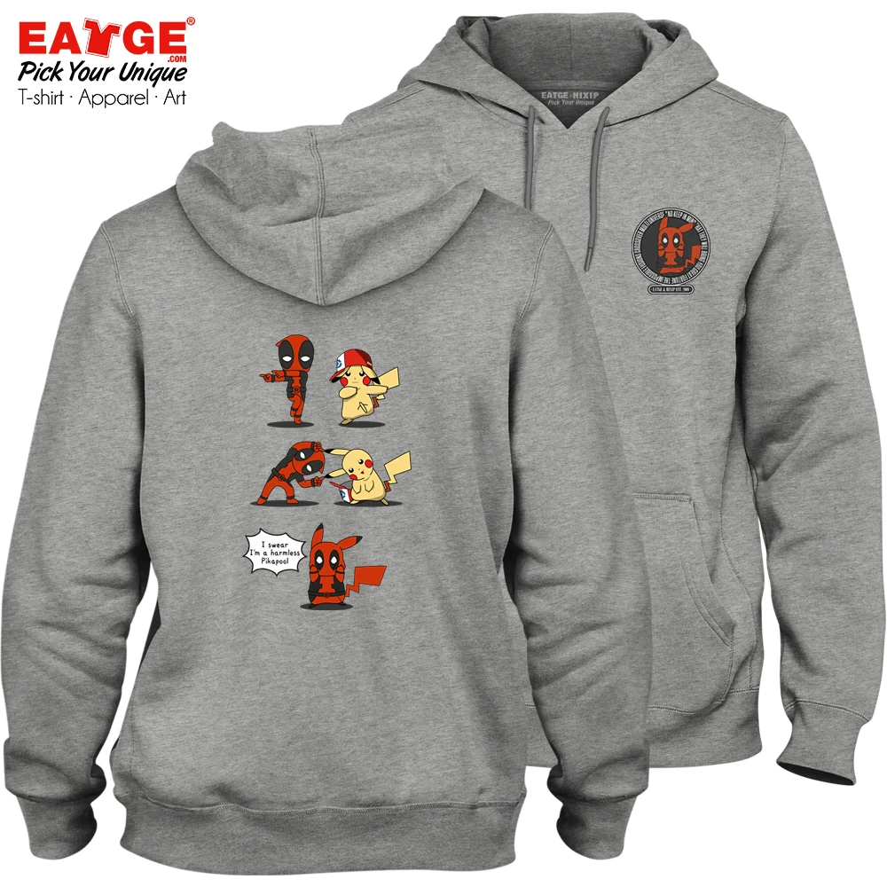 

Pika And Deadpool Fuse Into Pikapool Fleece Hoodies Anime Crossover Geek Hip Hop Print Rock Funny Brand Men Women Pullover