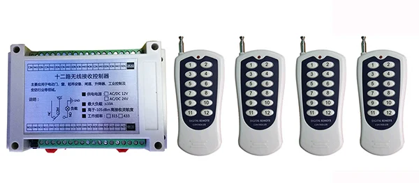 

DC12V 12CH 10A RF Wireless Remote Control Switch System Transmitter+Receiver,315/433 MHZ /lamp/ window/Garage Doors