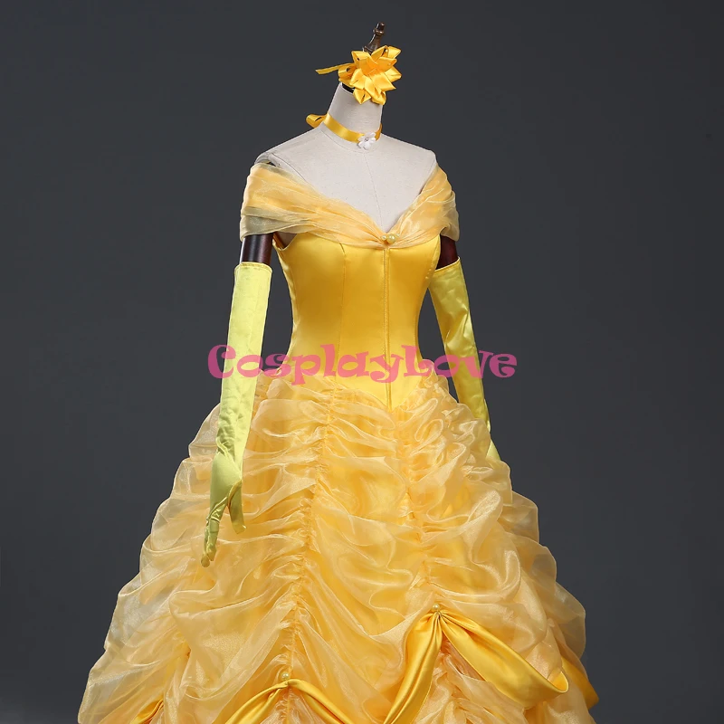 CosplayLove Beauty and The Beast Cosplay Custom-made Belle Cosplay Dress Yellow Adult Kid Princess Cosplay Costume With Cloak (11)