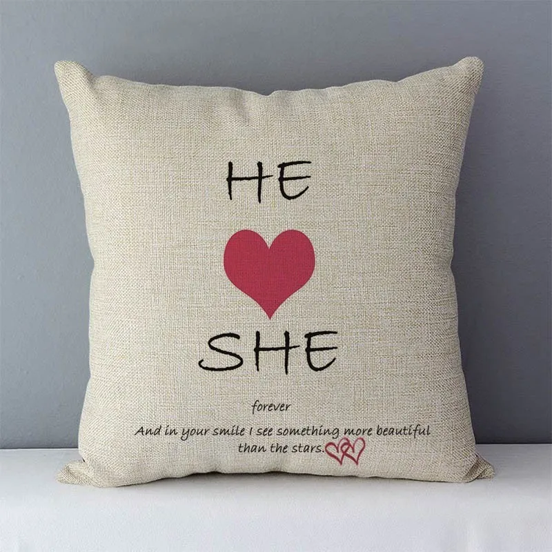 Popular phrase words letters printed couch cushion home decorative pillows 45x45cm square cushions without core "Love you more"