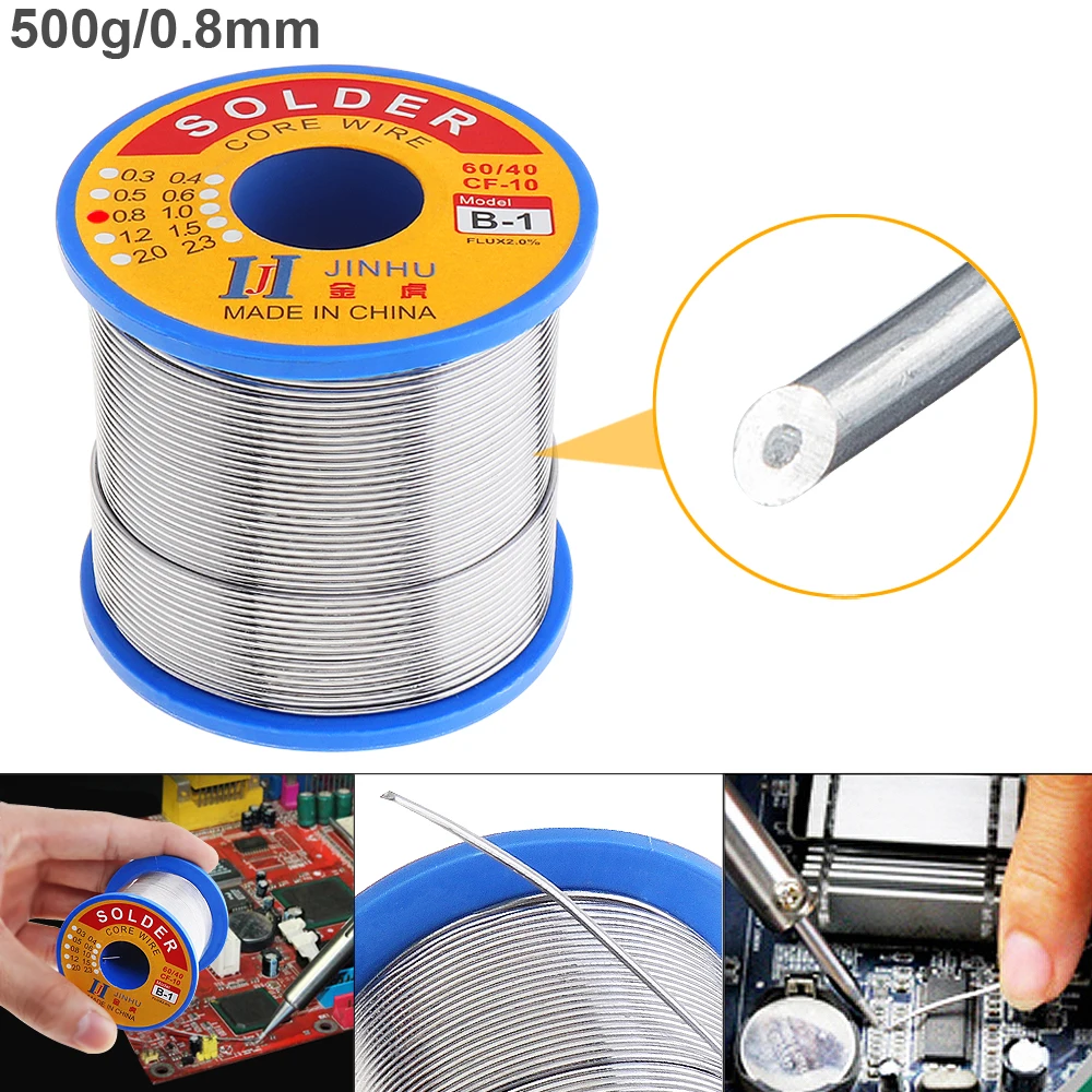 

60/40 B-1 500g 0.8mm 05.-2.0mm No-clean Rosin Core Solder Wire with 2.0% Flux and Low Melting Point for Electric Soldering Iron